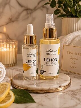 Ariose Monde Lemon Body Care Set Body Mist 100ml Bath Oil 30ml Citrus Spa Bundle